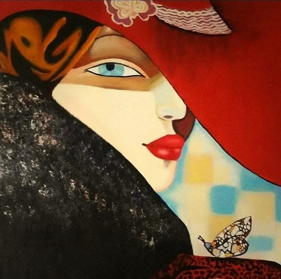 Dame mit rotem Hut